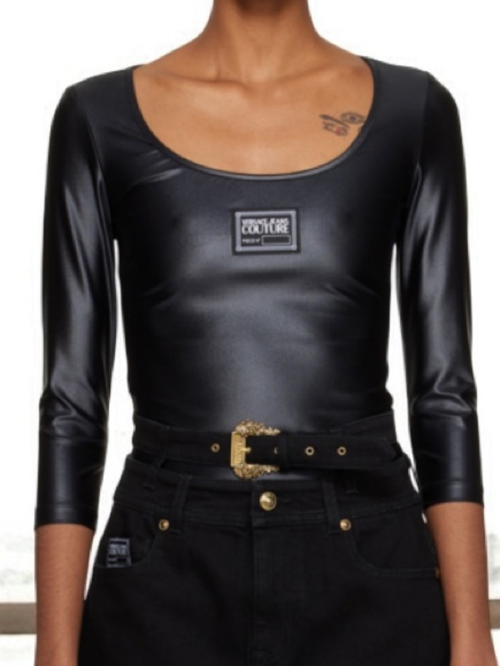 Versace Jeans Couture Shiny Noir Bodysuit